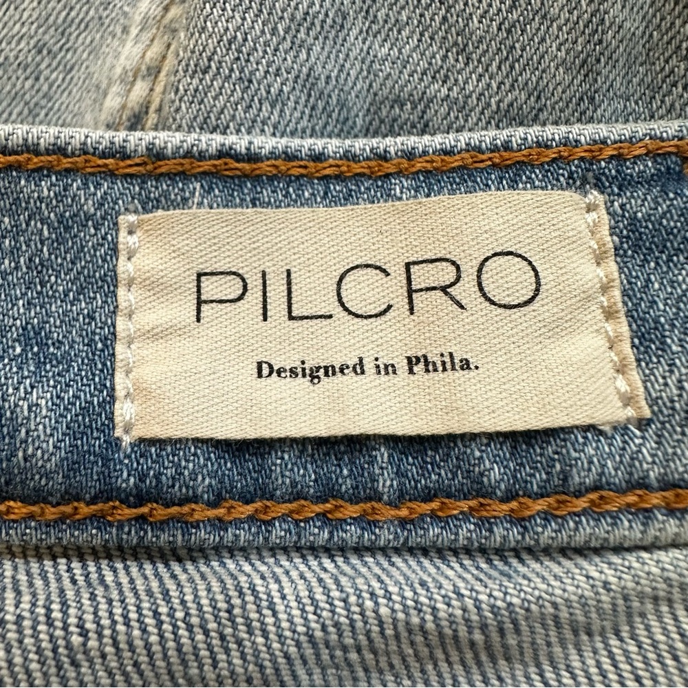 Pilcro High Rise Straight Leg Cropped Denim Jeans Size 33P Light Blue - Picture 9 of 12